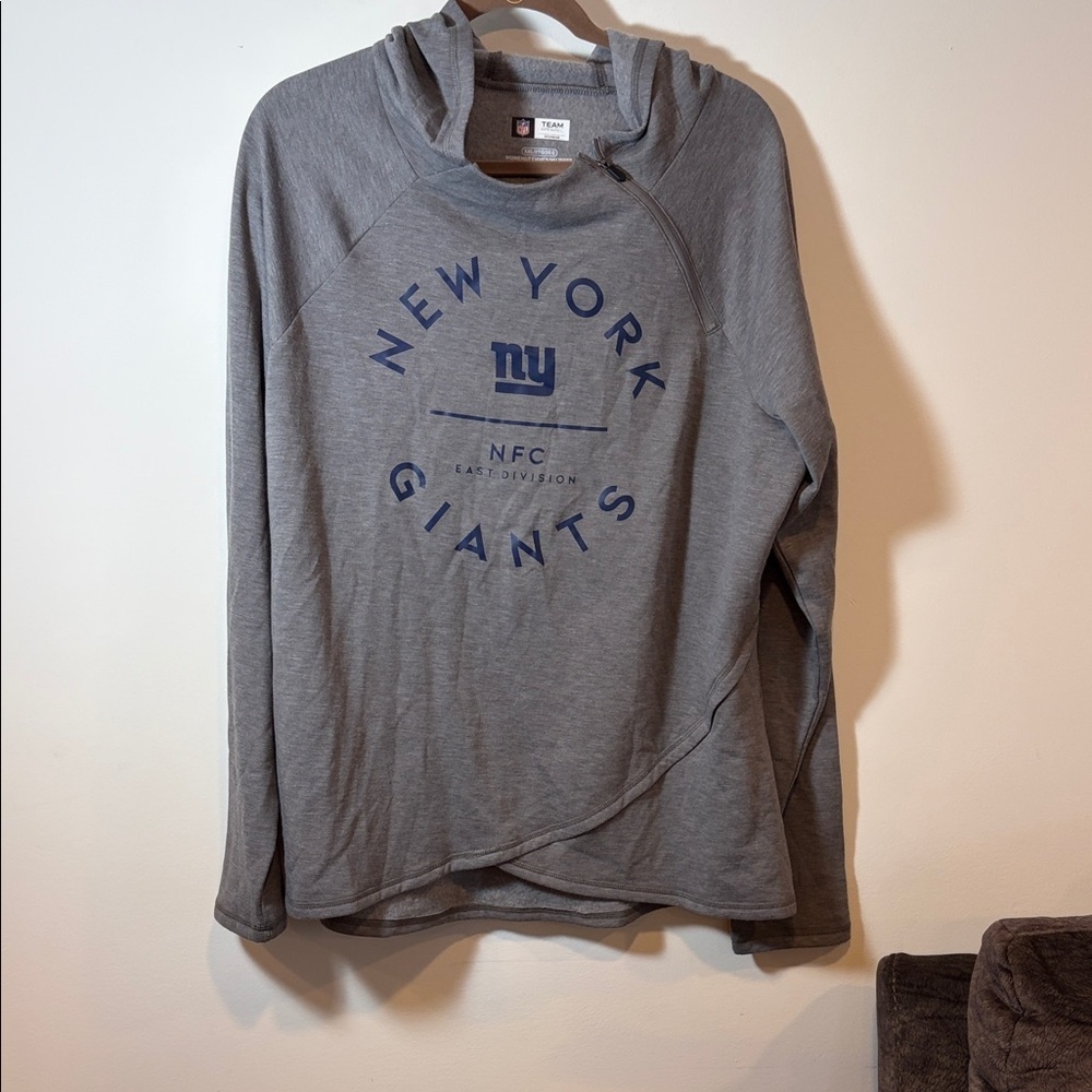 NFL Team Apparel Gray New York Giants Pullover Hoodie with Navy Logo - XXL